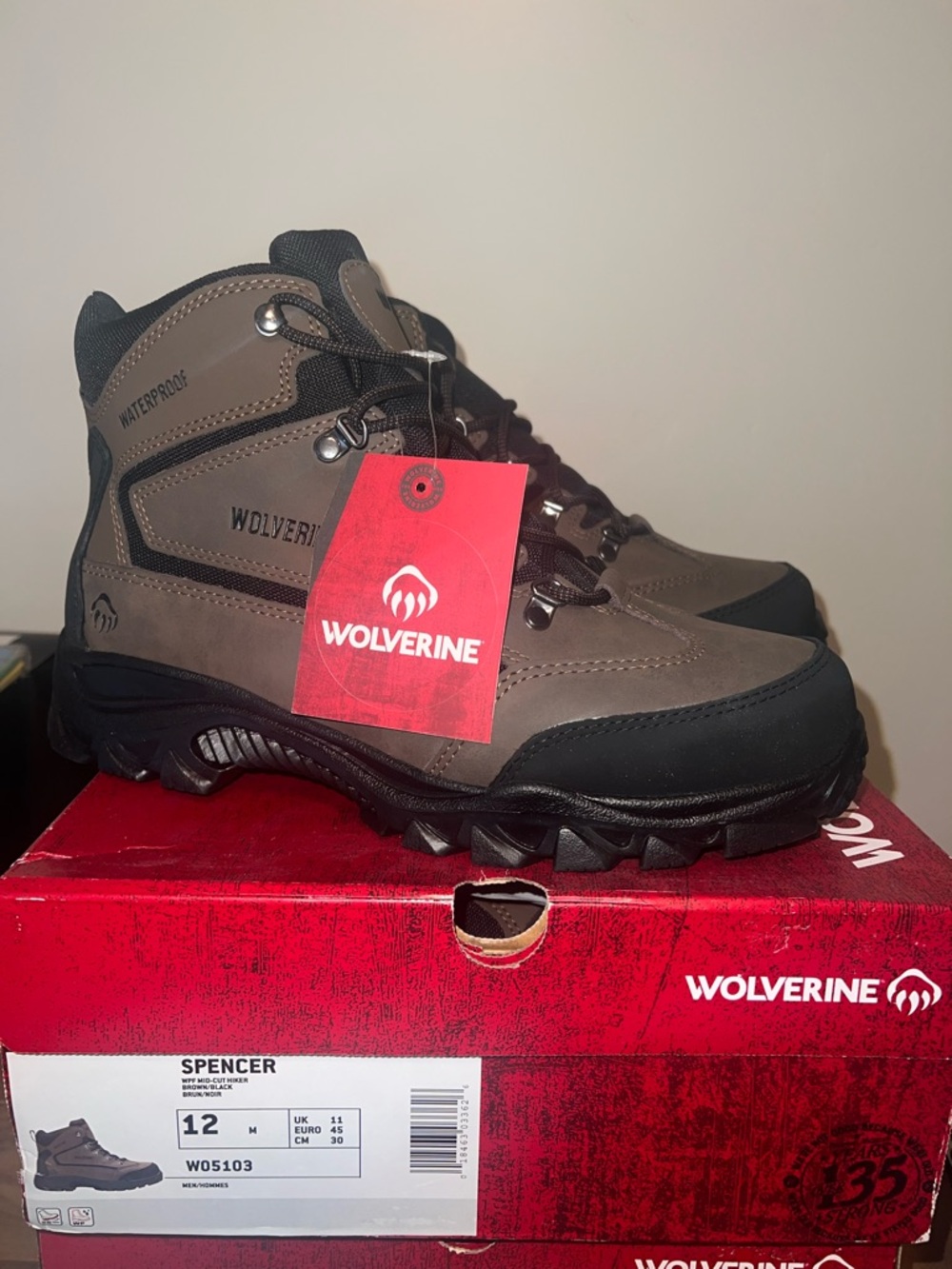 Wolverine Spencer Men's 12 Brown Work Hiker Boots